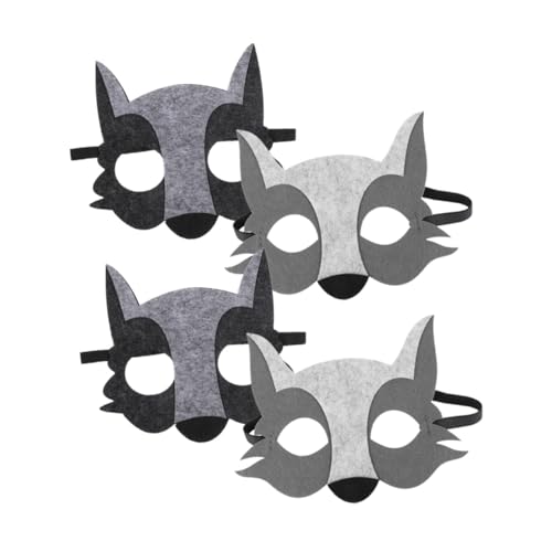 Mikinona 4 Stück Teiliges Filz-wolf Halbgesichts-cosplay Halloween Tiermaske für Erwachsene Party Dekoration von Mikinona