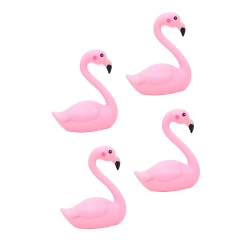 Mikinona 4 Stück Teiliges Flamingo Deko Kunststoff Flamingo Figur mit Geschlossenen Flügeln Vielseitig als Kuchen und Autoornament Farbenfrohe Party und Wohnraumdekoration von Mikinona
