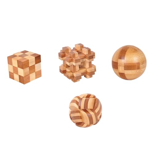 Mikinona 4 Stück Teiliges Holzspielzeug Ming Lock Puzzle Intellektuelles Denkspiel für Erwachsene Fördert Geschicklichkeit Koordination und Logisches Denken Pädagogisches für Familienzeit von Mikinona