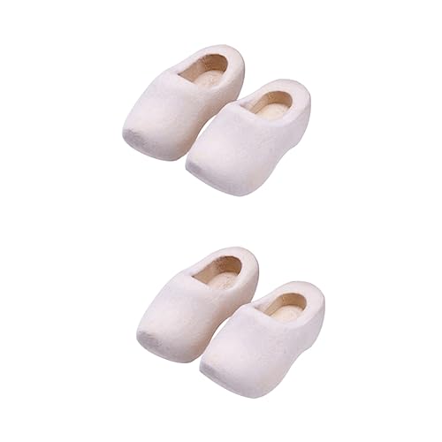 Mikinona 4 Stück Teiliges Mini Holzschuhe Unbemalt DIY Bastelset Leichte Puppenhaus Deko Holländische Klompen Praktische Langlebig von Mikinona