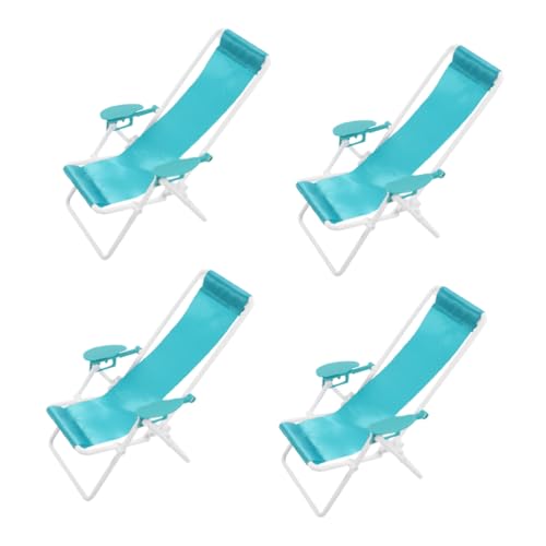 Mikinona 4 Stück Teiliges Mini Klappstuhl Realistischer Kleiner Strandstuhl für Puppenhaus Deko Platzsparend Klappbar mit Schnellfalttaste Vielseitig für DIY Party und Outdoor Szenen von Mikinona