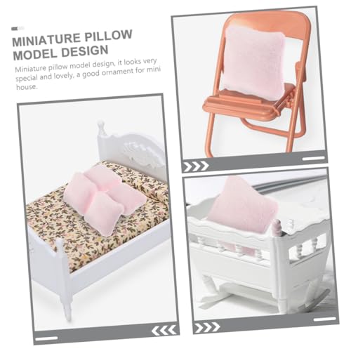 Mikinona 4 Stück Teiliges Mini Sofa Kissen Kompakte Puppenhaus Deko Realistische Fake Polster Weiches Lint Material Langlebige Miniatur Couch Kissen für DIY Puppenmöbel von Mikinona
