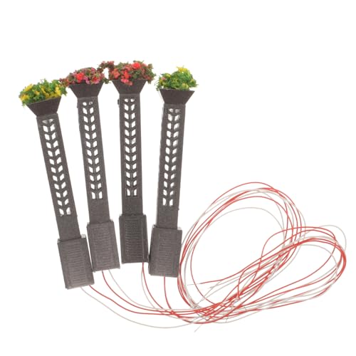 Mikinona 4 Stück Teiliges Miniatur Straßenlampen aus Langlebigem Abs mit Warmem Licht Leuchtend bei Externer Stromversorgung für Puppenhaus DIY Mikrolandschaften und Gartenmodelle von Mikinona