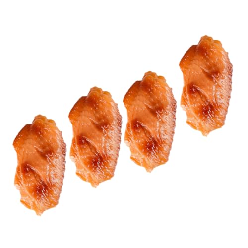 Mikinona 4 Stück Teiliges PVC Modell Realistische Künstliche Hähnchenflügel Strapazierfähige Dekofigur Lebensecht und Leicht für Bäckerei Restaurant Fotorequisiten und Wohnraumgestaltung von Mikinona