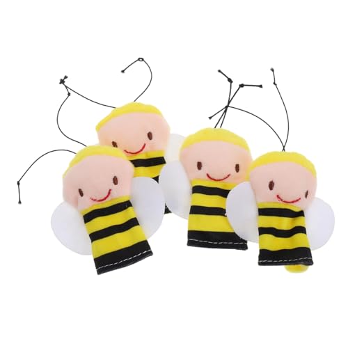 Mikinona 4 Stück Teiliges Weiche Plüsch Bienen Fingerpuppen Niedliches Stofftier für Interaktives Puppenspiel Frühe Kreative Familienaktivität von Mikinona