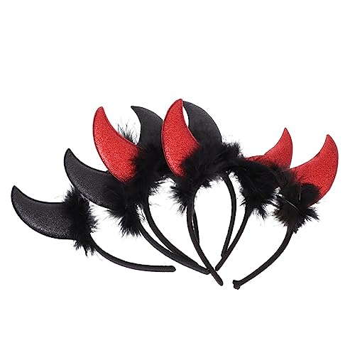 Mikinona 4 Stück Teufelshorn Haarreif Teiliges Kostümzubehör für Halloween und Cosplay Leicht und Komfortabel für Partys und Erwachsene Rote und Schwarze Glitzeroptionen von Mikinona