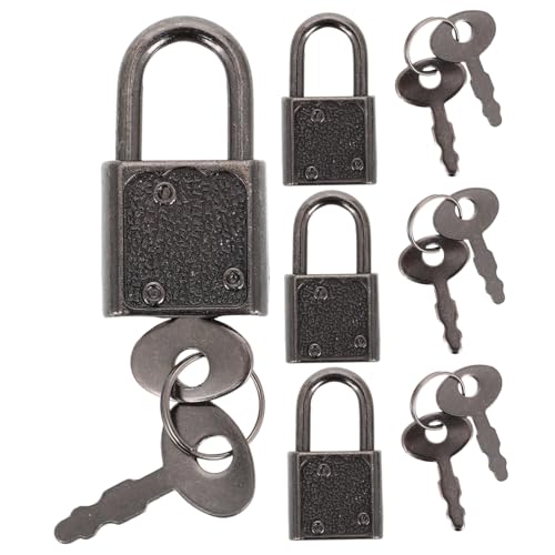 Mikinona 4 Stück Vintage Mini Vorhängeschlösser aus Metall mit Schlüssel Kindgerechtes Piratenschloss für Schatztruhe Schmuckkästchen Tagebuch Kleine Aufbewahrungsboxen und Taschen von Mikinona