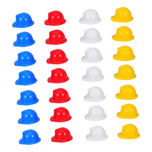 Mikinona 40 Stück Miniatur Sicherheitshelm Bunte Mini Bauhelm Puppenzubehör Dekorativer Kopfschutz für Party Halloween Geburtstag Geeignet für Puppen und Kleine Haustiere von Mikinona
