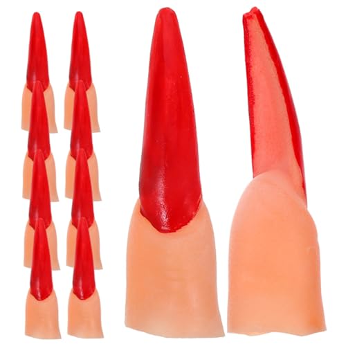 Mikinona 40 Stück Teiliges Halloween Fake Finger mit Langen Roten Nägeln Realistische Abgetrennte Finger Requisiten Gruselige Fingerzeiger für Lesen Vielseitige Cosplay und Party Deko von Mikinona