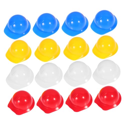 Mikinona 40 Stück Teiliges Mini bauhelme aus Kunststoff Bunte Puppenhelme für Bastelspiele Realistische Miniaturhelme als Puppenhaus deko und Je Rot Blau Gelb Weiß von Mikinona