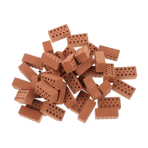 Mikinona 40 Stück Teiliges Miniatur Ziegelset Realistische Simulation Ziegelsteine für DIY Architekturmodell Puppenhaus BAU Zubehör Kindgerecht und Detailgetreu von Mikinona