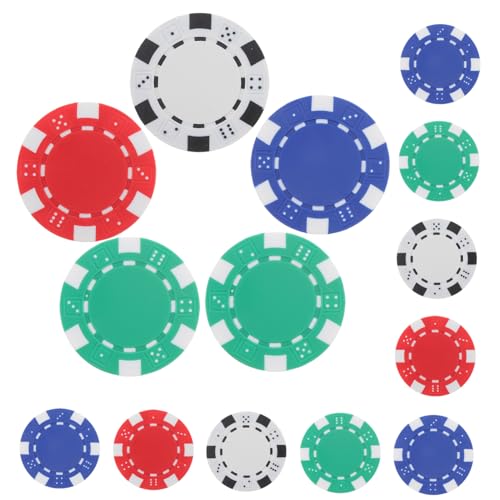 Mikinona 40 Stück Teiliges Pokerchip Robustem Kunststoff Kleine Runde Chips in Rot Blau Grün und Weiß Leicht Farbintensiv für Poker Brettspiele und Sammeln Einfach zu Tragen Markieren von Mikinona