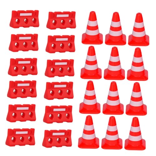Mikinona 48 Stück Teiliges Mini Verkehrsleitkegel und Absperrgitter Realistische Lernspielzeug Leichter und Kompakter Verkehrshindernis Simulation für Frühe Verkehrserziehung und Spielspaß von Mikinona