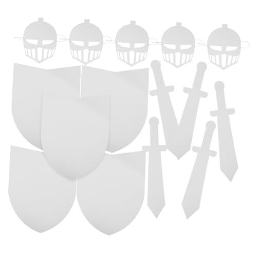 Mikinona 5 Sätze Ritter Schild Maske DIY Bastelset aus Stabilem Karton Bemalbar Leicht Sicher für Rollenspiele Halloween Kreative Freizeitaktivität von Mikinona