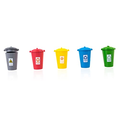 Mikinona 5 Stück Dekorativer Kleiner Abfalleimer für Puppenhaus und Sandtisch Realistische Miniatur Müllbehälter für DIY Hausdeko und Mikrolandschaften von Mikinona