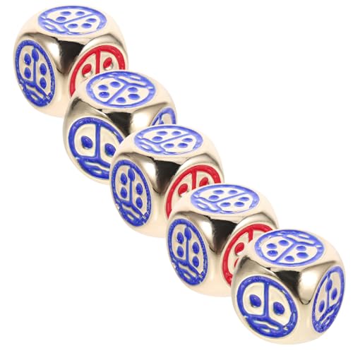 Mikinona 5 Stück Metallwürfel mit Abgerundeten Ecken Kleine Würfel für Gesellschaftsspiele Party Zubehör mit Marienkäfer Design für Brettspiele Unterricht und Freizeit von Mikinona