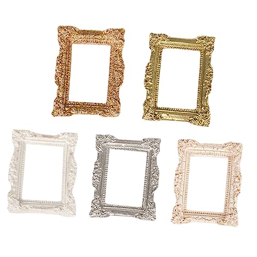 Mikinona 5 Stück Mini Fotorahmen Teilig Vintage Dekorative Miniaturrahmen DIY Puppenhaus Zubehör Zufällige Designs für Kreative Bastelprojekte und Wohnaccessoires Zufällige von Mikinona