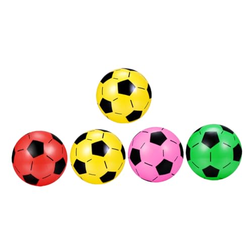 Mikinona 5 Stück Teiliges Aufblasbare Fußball spielbälle aus Kunststoff Bunte Spielzeuge für Drinnen und Draußen Geeignet als Geburtstagsgeschenk und Spielplatzbälle Zufällige Farbe von Mikinona