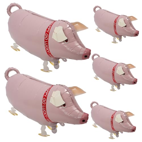Mikinona 5 Stück Teiliges Aufblasbare Schwein Folienballons Niedliche Leichte Luftballons Schweineform Robustes Party Dekorationsspielzeug als Geburtstagsfeierzubehör von Mikinona