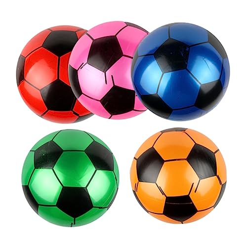 Mikinona 5 Stück Teiliges Aufblasbares Ballspielset Interaktive Gummibälle für Robustes PVC Material für Indoor und Outdoor Sport Bunte Kleine Fußbälle für Jungen und Zufällige Farbe von Mikinona