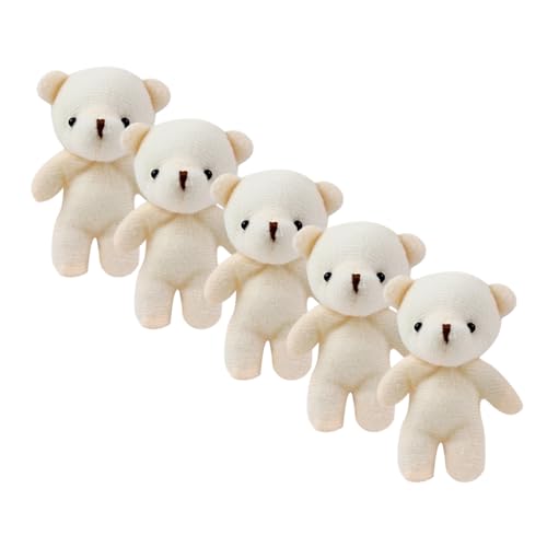 Mikinona 5 Stück Teiliges Mini Bären Stofftier Weicher Schlüsselanhänger DIY Anhänger Niedlicher Kleiner Bär mit PP Baumwolle für Rucksack Taschen Dekoration Geschenk von Mikinona