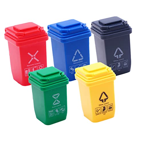 Mikinona 5 Stück Teiliges Mini Mülleimer für Puppenhaus Detailreiche Sandtisch Deko Bruchsicher Handgefertigt Vielseitig als Fotorequisite und Miniatur Ornament für Kinderzimmer und von Mikinona