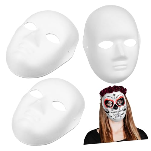 Mikinona 5 Teiliges DIY Weiße Papiermasken aus Resin und Vielseitig für Party Wiederverwendbar Glatte Oberfläche Blanko Kostümmasken für Frauen von Mikinona