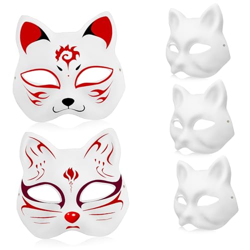 Mikinona 5 Teiliges Katzenmasken zum Bemalen Leere Papiermasken Leichte DIY Tiermasken für Karneval Halloween Maskenball Handbemalbar Komfortabel und Wiederverwendbar Mikinona 5 Teiliges Katzenmasken zum Bemalen Leere Papiermasken Leichte DIY Tiermasken für Karneval Halloween Maskenball Handbemalbar Komfortabel und Wiederverwendbar von Mikinona