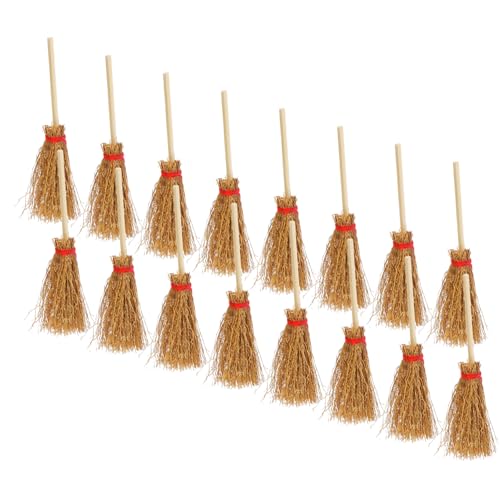 Mikinona 50 Stück Miniatur Hexenbesen Teiliges Rot DIY Mini Haus Ornament Feiner Handgefertigter Besen für Halloween Party Cosplay und Puppenhaus Dekoration von Mikinona