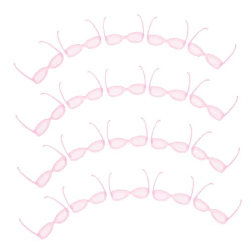 Mikinona 50 Stück Miniatur Puppenhaus Brillen Kunststoff Sonnenbrillen Puppen Zubehör Leicht und Robust für DIY Dekoration und Kostüm Pinke Kleine Eyewear Modelle für Puppen von Mikinona