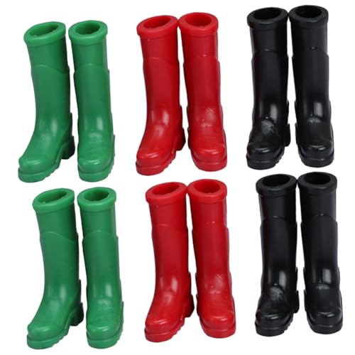 Mikinona 6 Paare Mini House Boot Accessoires kleines Schuhmodell Stiefel Miniatur kleines Hauszubehör Mini-Boot-Modelle für winzige Hausschuhe Plastik von Mikinona