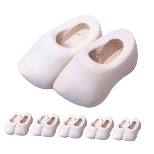 Mikinona 6 Paare Miniatur Holzschuhe Unvollendete Mini Holzclogs für DIY Puppenhaus Dekoration Bastelprojekte Kleine Holzschuhe für Puppenaccessoires von Mikinona