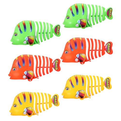 Mikinona 6 Stück 6 teiliges Aufziehspielzeug Schwimmfische mit Federmechanismus Badespielzeug Cartoon Fische in Mischfarben für Kinderzimmer Dekoration und handliche Unterhaltung von Mikinona