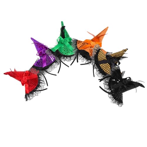 Mikinona 6 Stück Halloween Hexenhut Haarreife mit Spitzen und Pailletten Leichtes Komfortables Partyaccessoire für Damen und Mädchen Wiederverwendbar und Passend für Viele Kopfgrößen Mikinona 6 Stück Halloween Hexenhut Haarreife mit Spitzen und Pailletten Leichtes Komfortables Partyaccessoire für Damen und Mädchen Wiederverwendbar und Passend für Viele Kopfgrößen von Mikinona