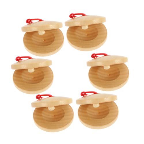 Mikinona 6 Stück Kastagnetten Aus Holz Musikinstrumente Für Musical Belohnungen Im Klassenzimmer Kinderinstrumente Kindermusikinstrumente Kastagnetten-schlaginstrument Lotusbaum von Mikinona