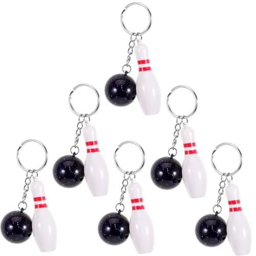 Mikinona 6 Stück Mini Bowling Kugel Schlüsselanhänger Dekorativ und Langlebig Leichter Anhänger für Taschen und Schlüssel Praktisches Party Mitgebsel für Bowlingfans und Kindergeburtstag von Mikinona