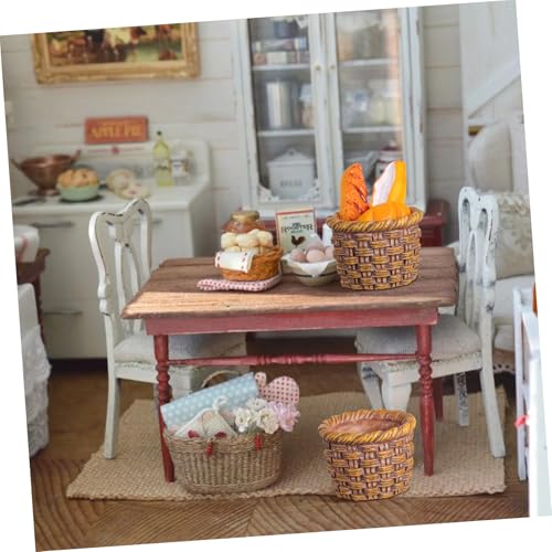 Mikinona 6 Stück Miniatur Teiliges Resin Weidenkorb Langlebige Puppenhaus Deko Realistisches Design Handgefertigte Miniatur Körbchen für Mikro Szenen und Desktop Dekorationen von Mikinona