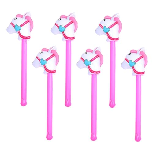 Mikinona 6 Stück Teiliges Aufblasbare Pferdekopf sticks Rosa Partydeko für Cartoon design für Kreative Spiele und Interaktive Geburtstagsfeiern von Mikinona
