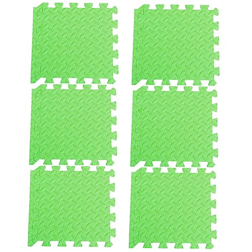Mikinona 6 Stück Teiliges Grüne Eva Bodenschutzmatten mit Blättermuster Dicke rutschfeste Schaumstofffliesen Schützende Puzzle Spielmatte für Wohnzimmer Kinderzimmer und Eingangsbereiche von Mikinona