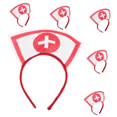Mikinona 6 Stück Teiliges Halloween Krankenschwester Haarband Schwesternhaube Cosplay Haarschmuck für Damen Komfortabel Klassisch für Kostümparty und Karneval Mikinona 6 Stück Teiliges Halloween Krankenschwester Haarband Schwesternhaube Cosplay Haarschmuck für Damen Komfortabel Klassisch für Kostümparty und Karneval von Mikinona