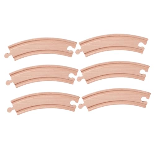 Mikinona 6 Stück Teiliges Holz zugschienenset Gebogene Gleise Pädagogisches Holzspielzeug zum Kombinieren von Feinmotorik und Kreativität für Ab Jahren von Mikinona