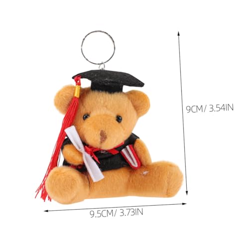 Mikinona 6 Stück Teiliges Kleiner Plüsch Abschlussbären Schlüsselanhänger mit Doktorhut Niedlicher Teddybär Anhänger für Rucksack und Tasche Süße Stofftiere zur Abschlussfeier Weiß und von Mikinona