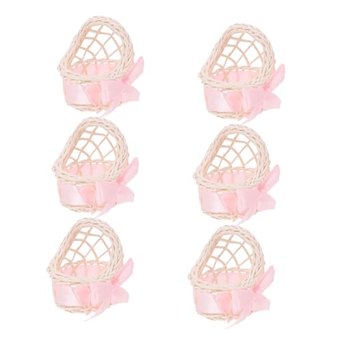 Mikinona 6 Stück Teiliges Miniatur Rattan Flechtkorb Handgefertigte Dekorationskörbe mit Henkel Langlebige Aufbewahrungskörbe für Puppenhäuser Fotorequisiten und Wohnaccessoires Leicht und von Mikinona