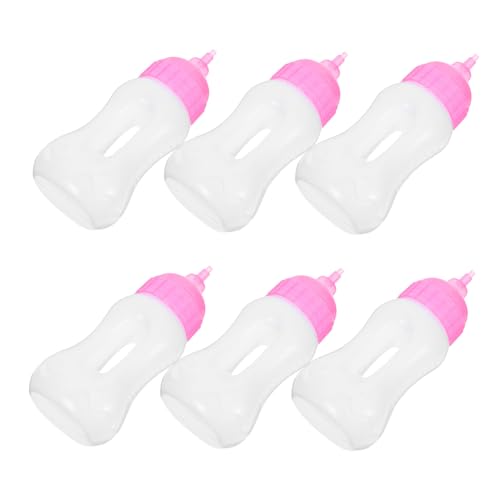 Mikinona 6 Stück Teiliges Puppenfläschchen aus Sicherem und Pe Langlebig und Farbecht Mini Doll Feed Bottle für Rollenspiel Fördert Fantasie und Motorische Fähigkeiten Geeignet für Mädchen von Mikinona