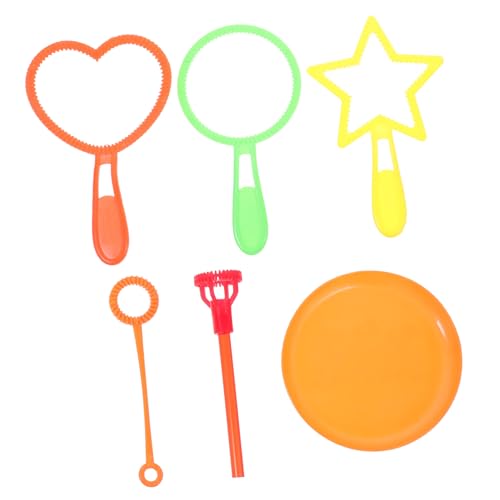 Mikinona 6 Stück Teiliges Seifenblasenstab Set für Bunte Formen Praktische Halterung mit Tablett Einfach zu Bedienen Geeignet für Sommer spielspaß und Kindergeburtstage Zufällige Farbe von Mikinona