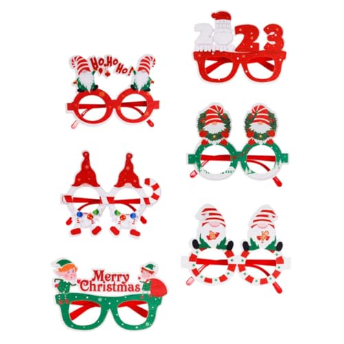 Mikinona 6 Stück Teiliges Weihnachtsbrillen aus Leichtem Lustige Partybrille mit Festlichem Design Wiederverwendbare Eyewear Props für Erwachsene für Xmas Feiern und Kostüme von Mikinona