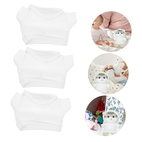 Mikinona 6 Stück Teiliges Weiße Wiederverwendbare Teddybärenkleidung aus Weichem Stoff Realistische Puppen T Shirts Pflegeleicht und Langlebig Passend für Große Plüschbären und Dekorative von Mikinona