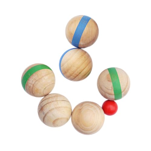 Mikinona 7 Stück Teiliges Holzkugeln für Outdoor Sport Holz Boccia Spiel Bunte Robust und Tragbar für Familienfeier und Familienspiel von Mikinona