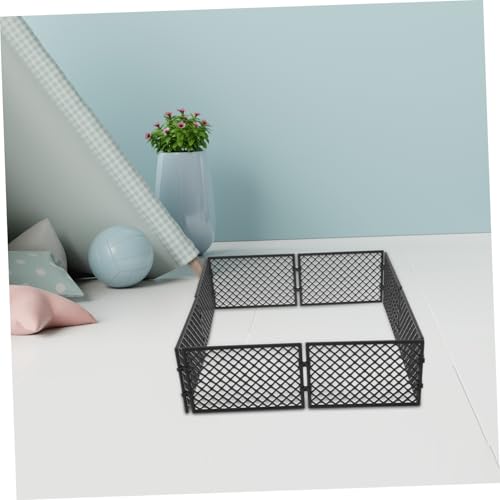 Mikinona 8 Stück Miniatur Zaun Modell Teiliges Kleines Gefängnis Schutzgitter mit Dichtem Drahtgeflecht Einfach zu Montierender Moderner Zaun für Diorama Garten und Szenen Dunkelgrau von Mikinona