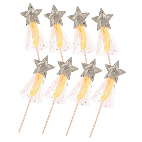 Mikinona 8 Stück Prinzessin Fairy Staff Kinderbühnenleistungsprop Zauberstab für Fairy Party Dekorationen Feenstöcke Prinzessin Zauberstab Polyester Gelb von Mikinona